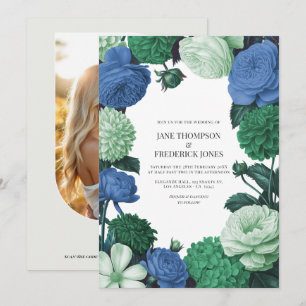 Invitation Mariage Nuage de Menthe, Bleu Alpin et Brume Étern