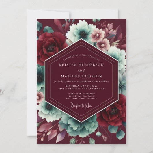 Invitation Mariage Nuit de Velours Bourgogne (Devant)
