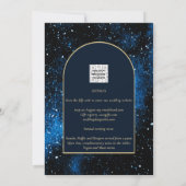 Invitation Mariage Nuit Étoilée Bleu Nuit Or Galaxie (Dos)