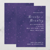 Invitation Mariage Nuit Étoilée Violette (Devant / Derrière)
