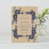Invitation Mariage Nuit Or Magnolia (Debout devant)