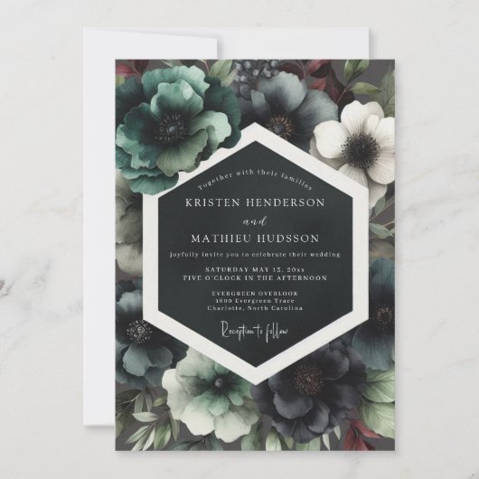 Invitation Mariage Nuit Romantique Grenat (Devant)
