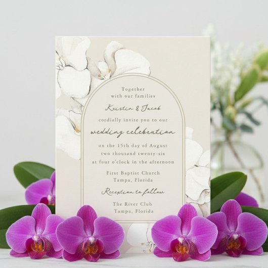 Invitation Mariage numérique floral orchidée botanique