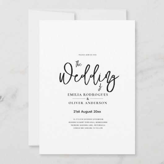 Invitation Mariage numérique ou d'impression classique blanc  (Devant)