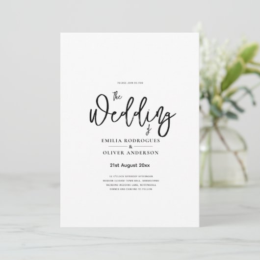 Invitation Mariage numérique ou d'impression classique blanc  (Debout devant)