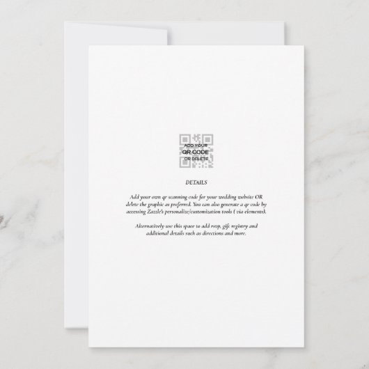 Invitation Mariage numérique ou d'impression classique blanc  (Dos)