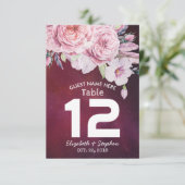 Invitation Mariage Numéro de tableau Plumes florales Lumières (Debout devant)