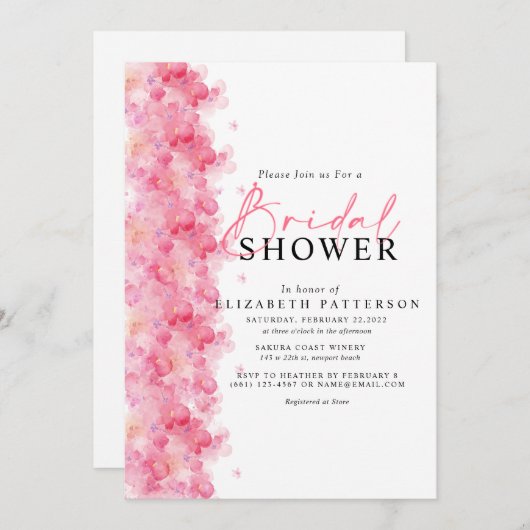 Invitation Mariage nuptial moderne et élégant en fleurs flora (Devant / Derrière)