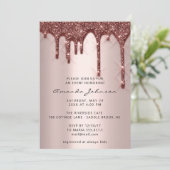 Invitation Mariage nuptiale Anniversaire 16e Rose Gold 3D Dri (Debout devant)