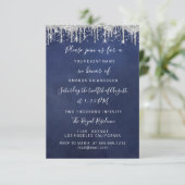 Invitation Mariage nuptiale Confetti Argent 16e Marine (Debout devant)