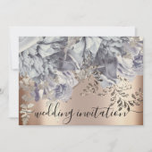 Invitation Mariage nuptiale Rose bleu Fleurs d'argent (Devant)