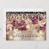 Invitation Mariage nuptiale Rose Drift rose Marsala Lumières  (Devant)