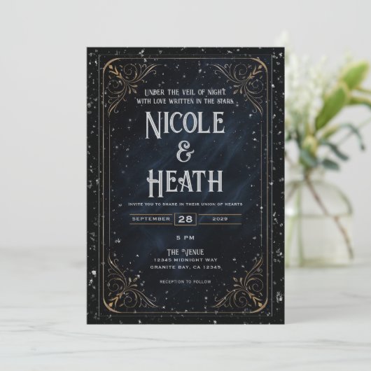 Invitation Mariage Obsidian Oracle Midnight Elegance (Debout devant)