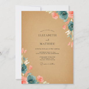 Invitation Mariage Ocbre Indigo Ranunculus Eucalyptus