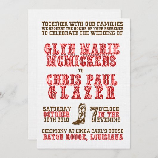 Invitation Mariage occidental (Devant / Derrière)