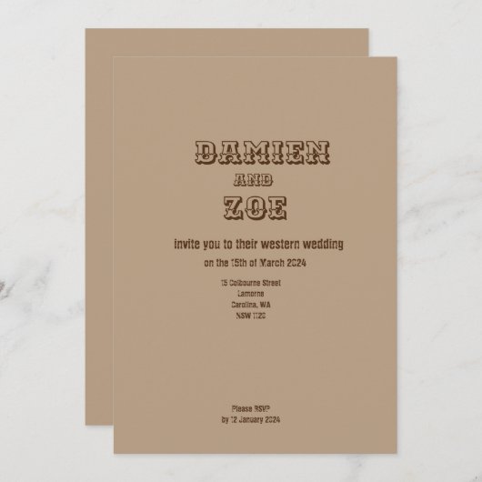 Invitation Mariage occidental (Devant / Derrière)