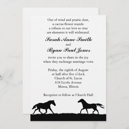 Invitation Mariage occidental (Devant / Derrière)