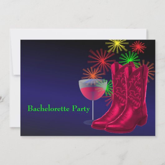 Invitation Mariage Occidental Boots Boots Wine Bachelorette (Devant)