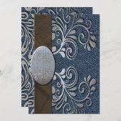 Invitation Mariage occidental de boucle d'argent de denim de (Devant / Derrière)