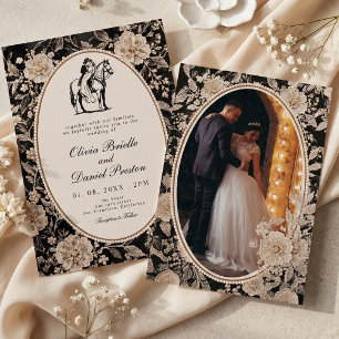 Invitation Mariage occidental de photo de chevalerie de perle