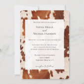 Invitation Mariage occidental en cuir de vache marron crème (Devant)