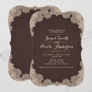 Invitation Mariage Occidental en Cuir Marron Vieilli à Lacets