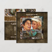 Invitation Mariage occidental en daim Saint-Valentin (Devant / Derrière)