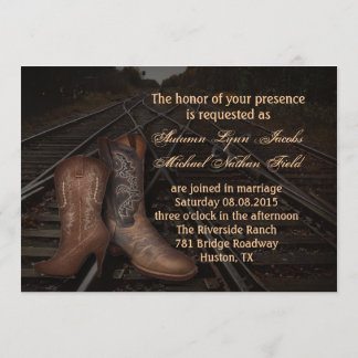 Invitation mariage occidental ferroviaire grunge de cowboy