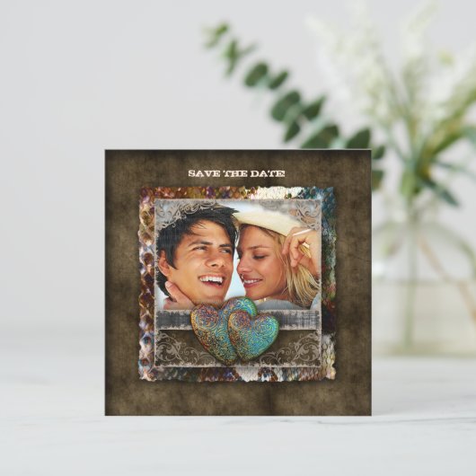 Invitation Mariage occidental fiançailles en daim Saint-Valen (Debout devant)