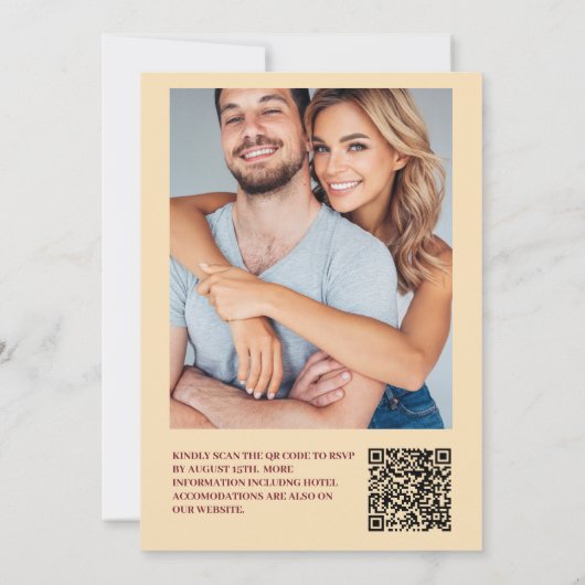 Invitation Mariage occidental floral boho code qr (Dos)