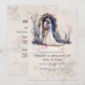 Invitation Mariage occidental floral de cowboy Mariage rustiq (Devant / Derrière)