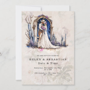 Invitation Mariage occidental floral de cowboy Mariage rustiq