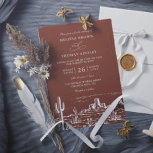 Invitation Mariage occidental QR Code Bohème Minimaliste Terr
