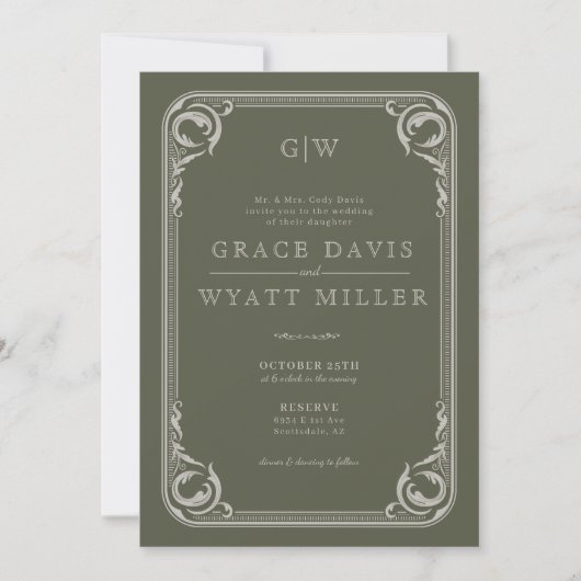 Invitation Mariage occidental rustique (Devant)