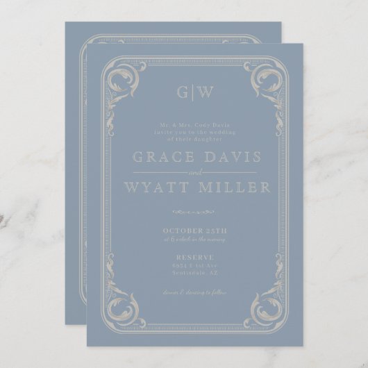 Invitation Mariage occidental rustique (Devant / Derrière)