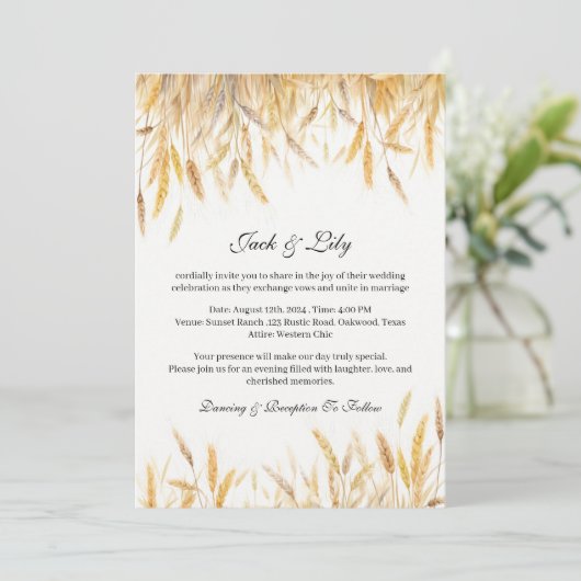 Invitation Mariage occidental rustique (Debout devant)