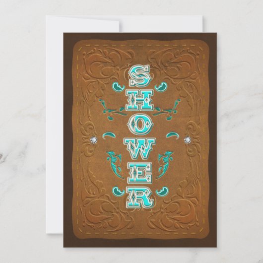 Invitation Mariage Occidental Rustique Brun & Turquoise DOUCH (Devant)