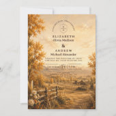 Invitation Mariage occidental rustique d'automne (Devant)