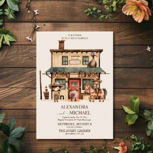 Invitation Mariage occidental rustique de cow-boy western vin