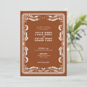 Invitation Mariage occidental rustique de style vintage (Debout devant)
