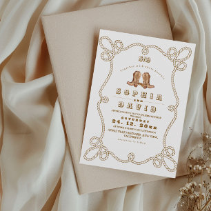 Invitation Mariage occidental rustique élégant