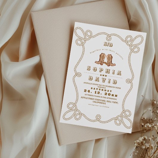 Invitation Mariage occidental rustique élégant