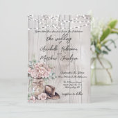 Invitation Mariage occidental rustique élégant avec décoratio (Debout devant)