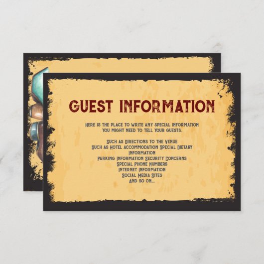 Invitation Mariage occidental rustique 🤠 Grunge Frame (Devant / Derrière)