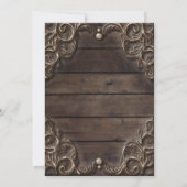 Invitation Mariage Occidental Rustique Vintage Bois Sombre et (Dos)