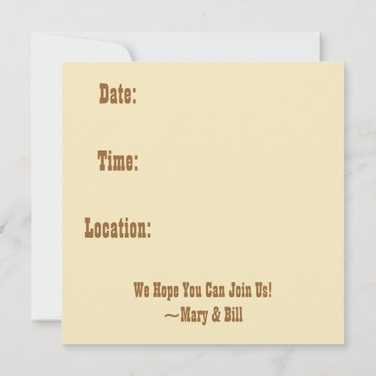 Invitation Mariage Occidental : Se faire attraper : Chevaux,  (Dos)