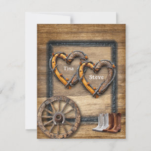Invitation Mariage occidental Twig Cadres, Boots Wagon Wheel