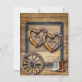 Invitation Mariage occidental Twig Cadres, Boots Wagon Wheel (Devant)