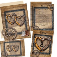 Mariage occidental Twig Cadres, Boots Wagon Wheel