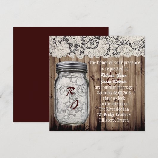 Invitation mariage occidental vintage en bois de grange avec (Devant / Derrière)